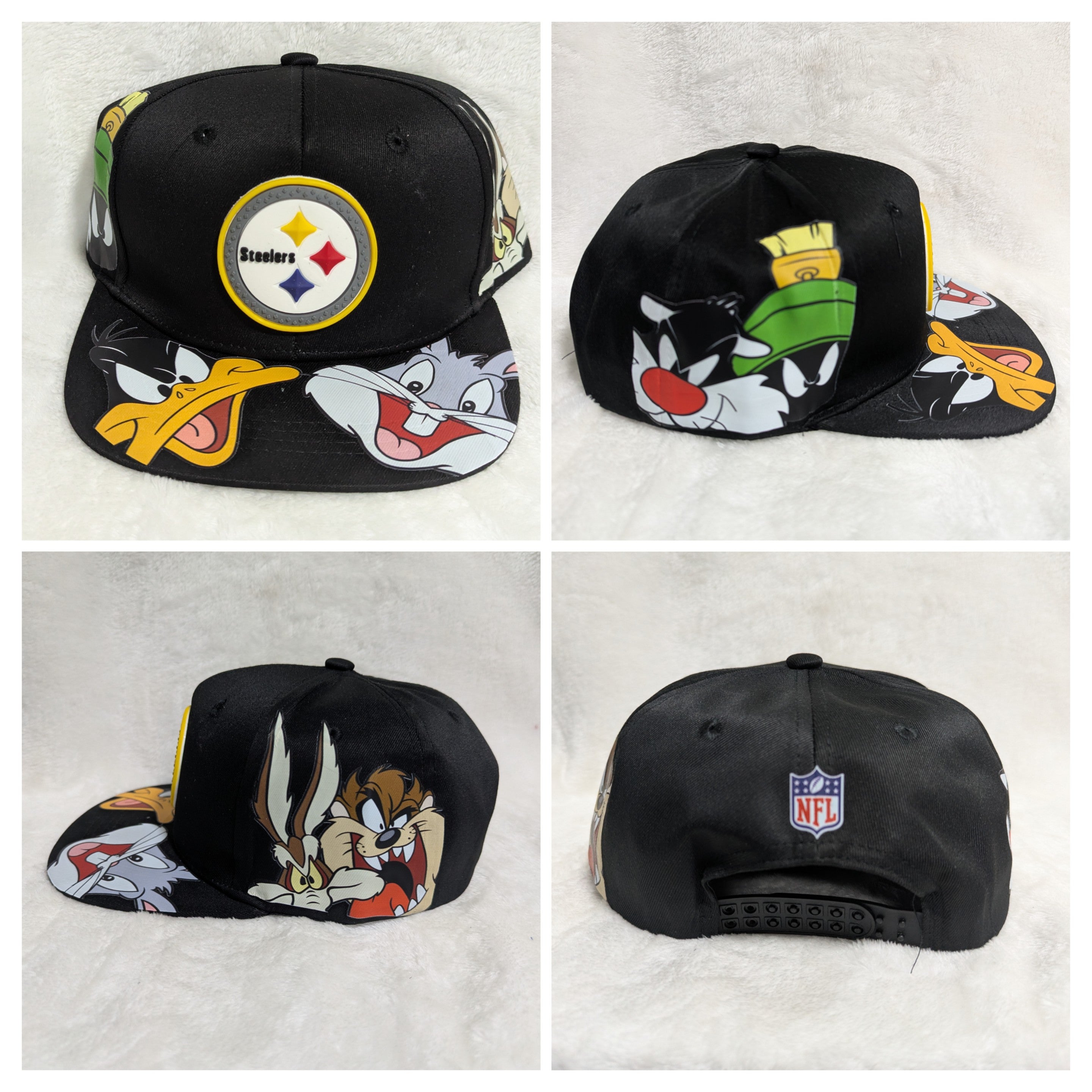 Gorra visera plana diseño NFL Steelers animado