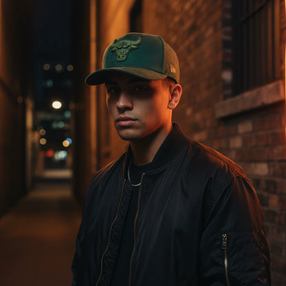 Gorra Chicago Bulls | NBA Clásico | Snapback Visera Curva Terciopelo Verde